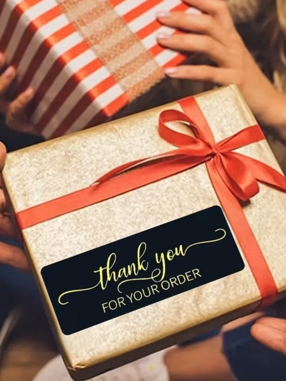 Thank You For Your Order Black & Gold Shipping Sticker Roll. 125. 3x1